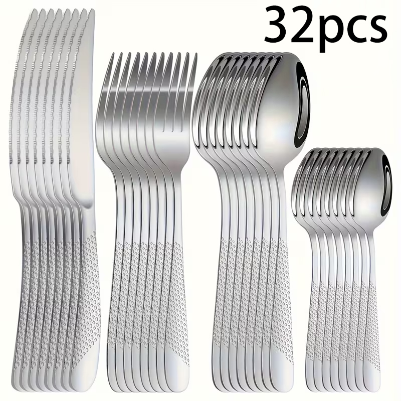Gold Plated Cutlery - طقم أدوات مائدة من 32 قطعة
