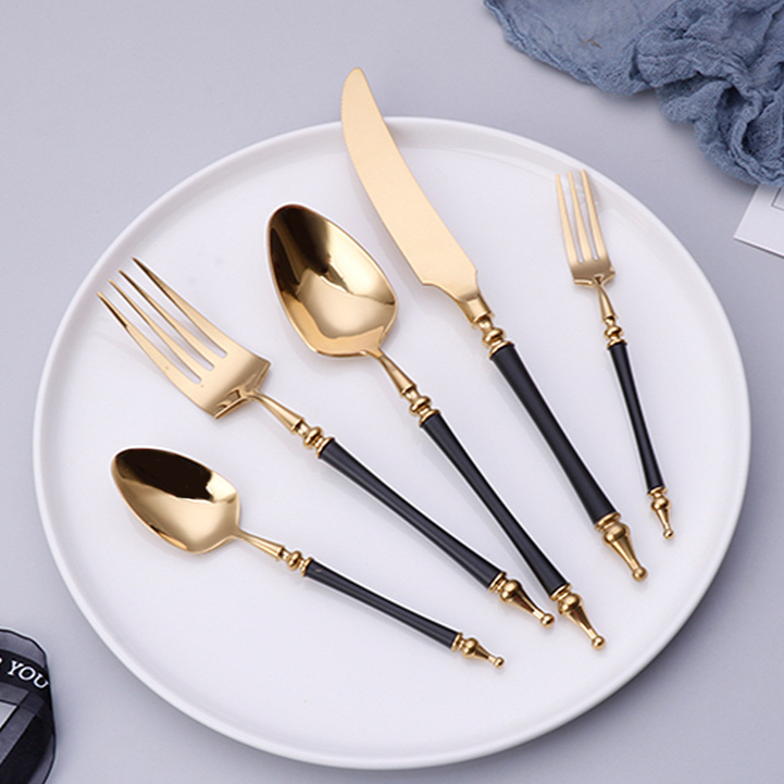 Gold Plated Cutlery - الفاخرة الغربية الذهب أواني الطعام مجموعة