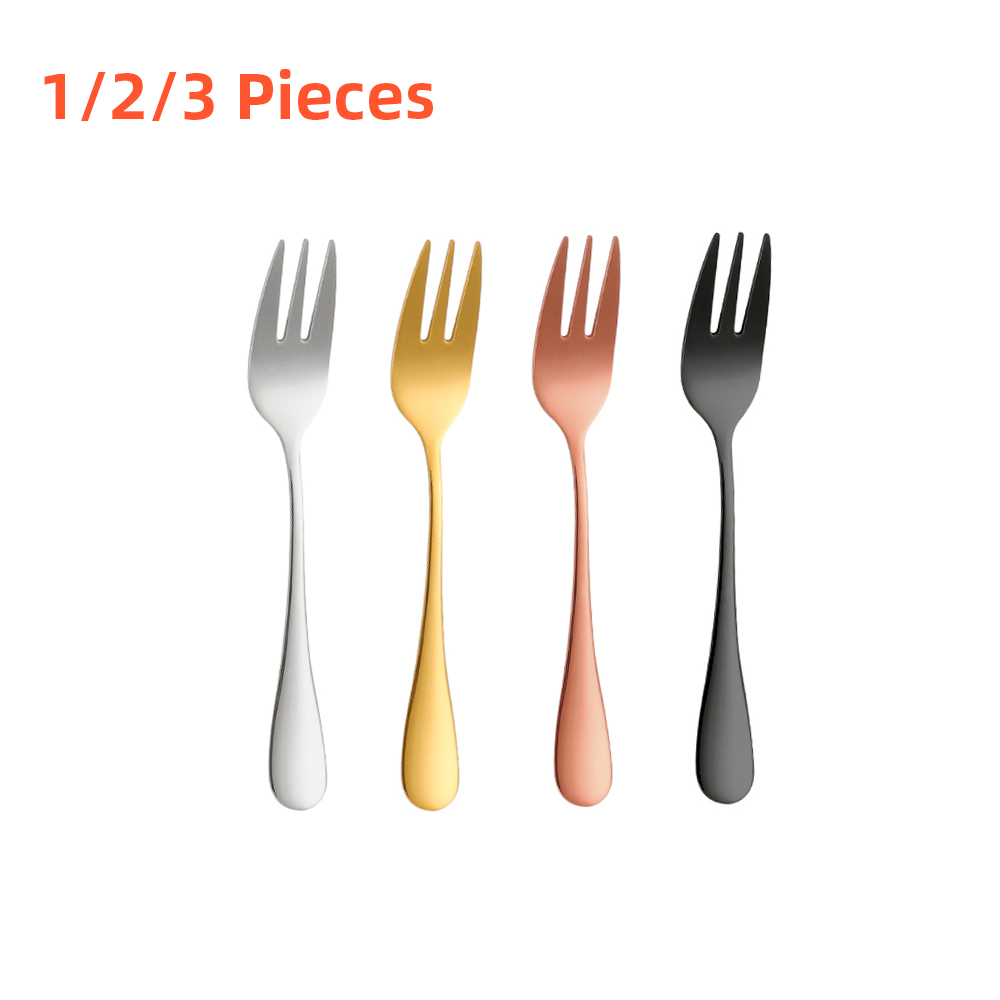 Gold Plated Cutlery - 1/2/3 قطع الذهب شوكة الفاكهة الفولاذ