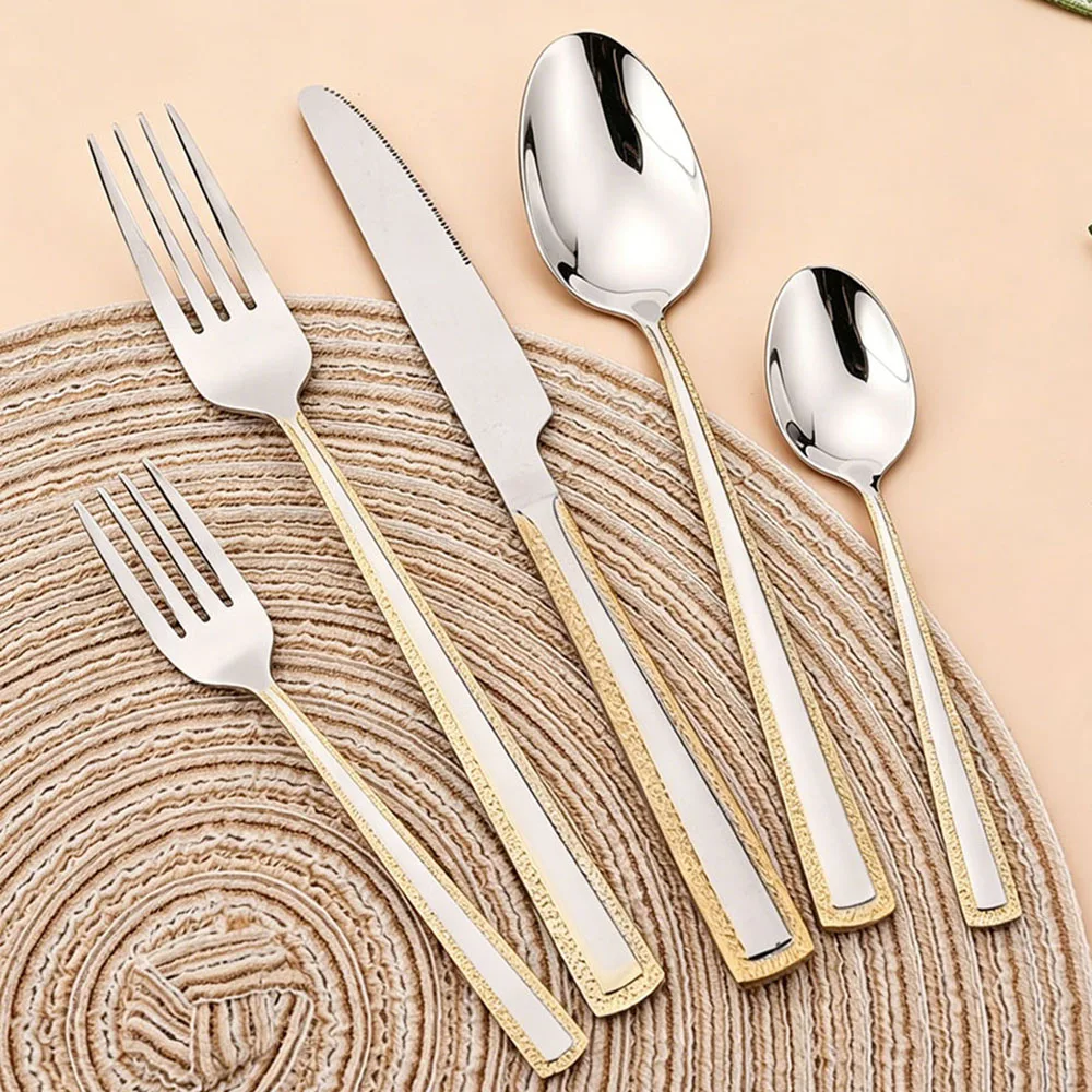 Gold Plated Cutlery - طقم أدوات مائدة من الفولاذ المقاوم