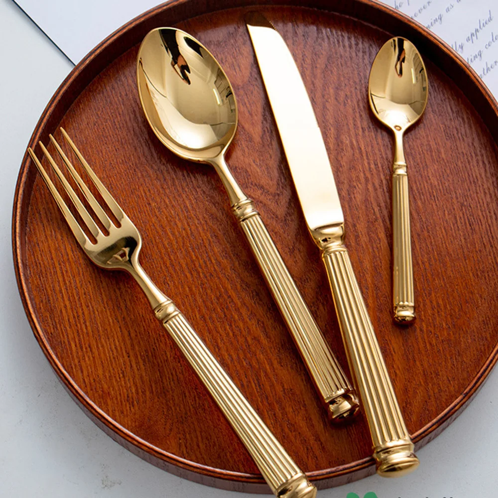 Gold Plated Cutlery - 4 قطعة مشرق 18/10 الفولاذ المقاوم