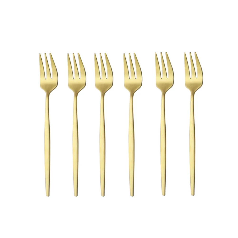 Gold Plated Cutlery - 6 قطعة الفولاذ المقاوم للصدأ ماتي