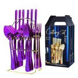24 قطعة أواني الطعام الفولاذ ا - مراجعة Gold Plated Cutlery وسعره