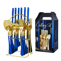 24 قطعة أواني الطعام الفولاذ ا - مراجعة Gold Plated Cutlery وسعره