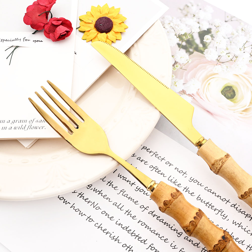 Drmfiy الذهب عشاء شوكة مجموعة  - مراجعة Gold Plated Cutlery وسعره