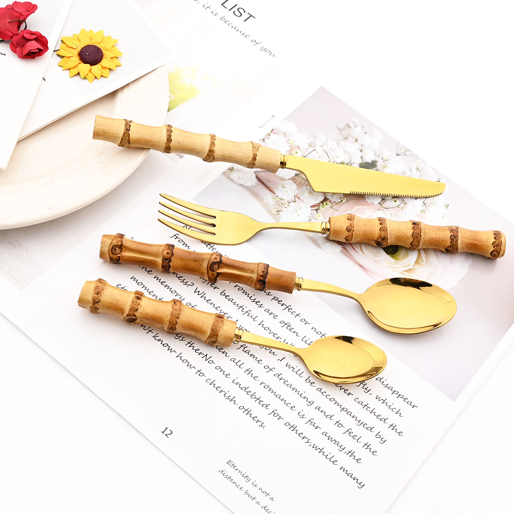 Drmfiy الذهب عشاء شوكة مجموعة  - مراجعة Gold Plated Cutlery وسعره