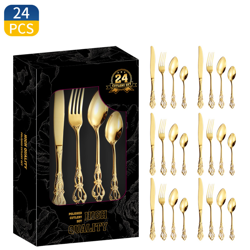 طقم أدوات مائدة ذهبي مكون من 2 - مراجعة Gold Plated Cutlery وسعره