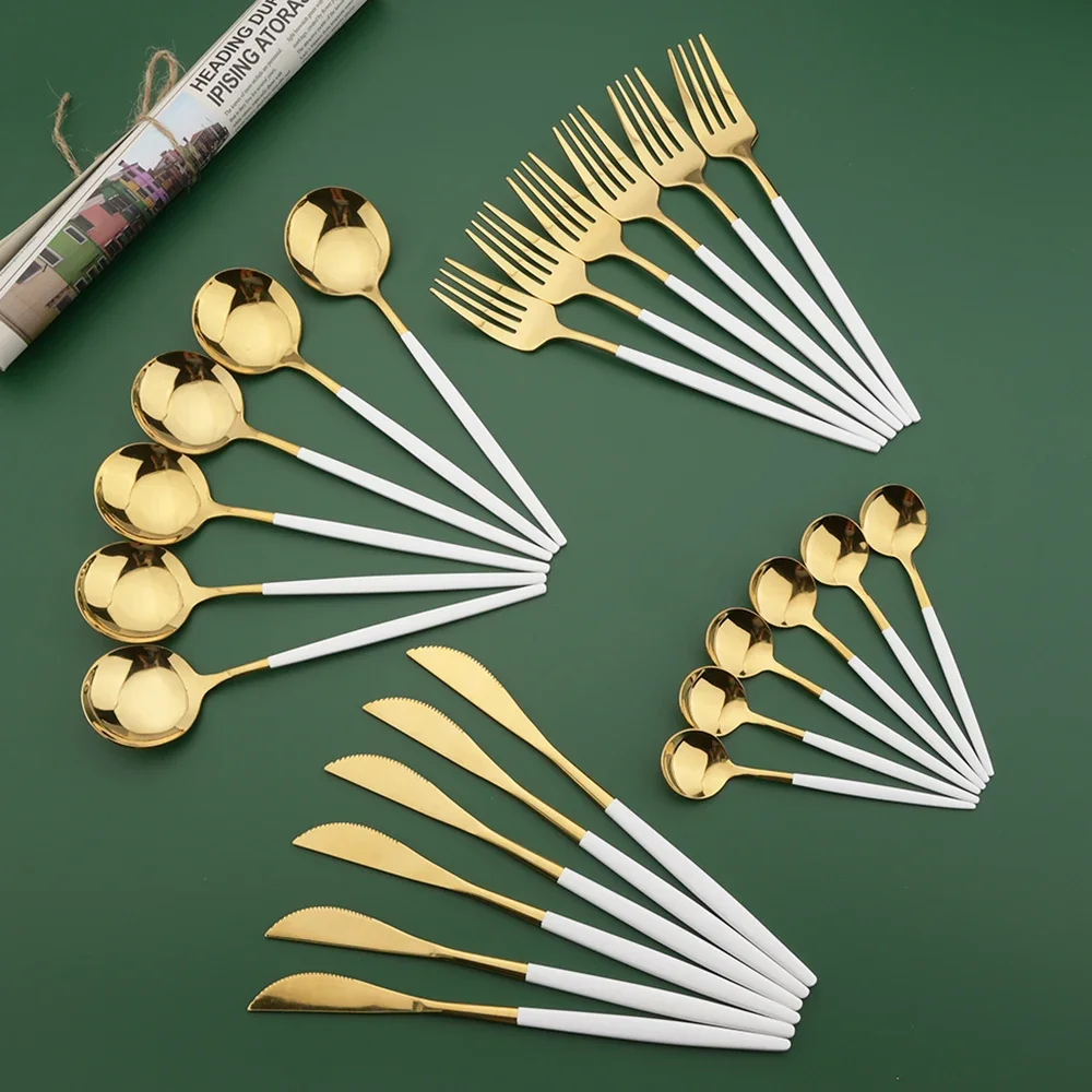طقم أدوات مائدة 16/24/32/48 قط - مراجعة Gold Plated Cutlery وسعره