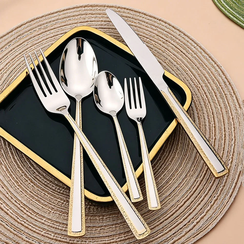 طقم أدوات مائدة من الفولاذ الم - مراجعة Gold Plated Cutlery وسعره