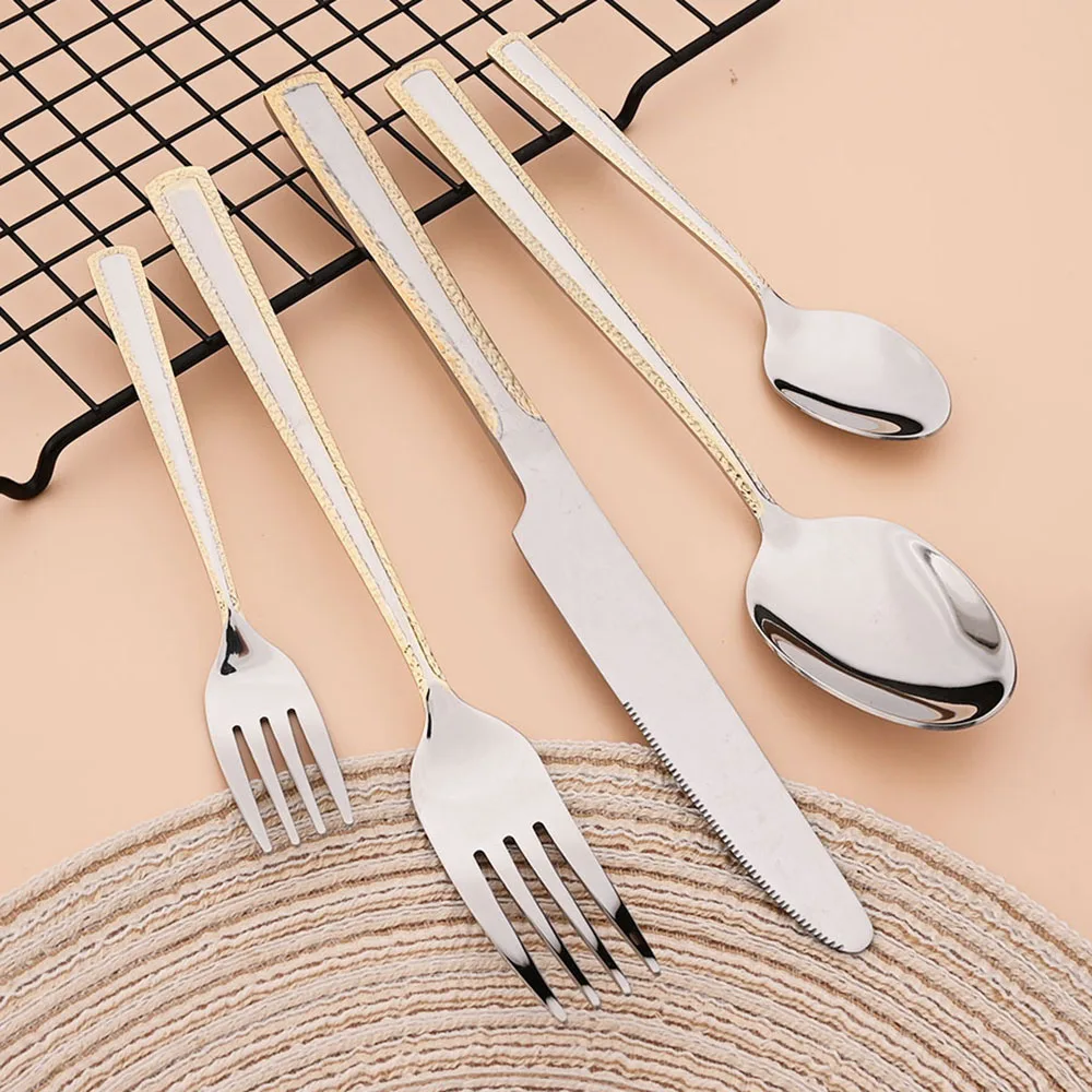 طقم أدوات مائدة من الفولاذ الم - مراجعة Gold Plated Cutlery وسعره