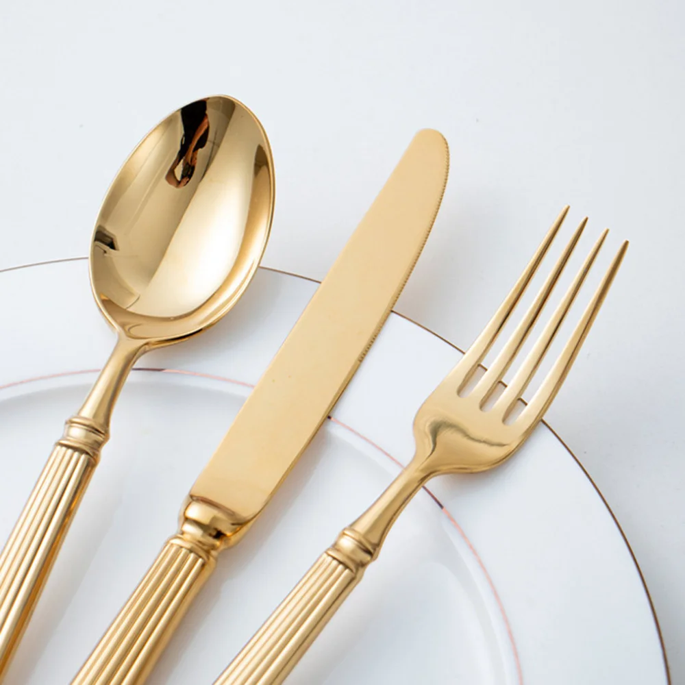 4 قطعة مشرق 18/10 الفولاذ المق - مراجعة Gold Plated Cutlery وسعره